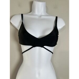 MESHKI Black Wrap Around Triangle Bikini Top - Size Small - Minimalist Swim